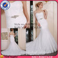 100% real photos off shoulder breathable beaded lace transparent balckless mermaid wedding dress with fishtail from china